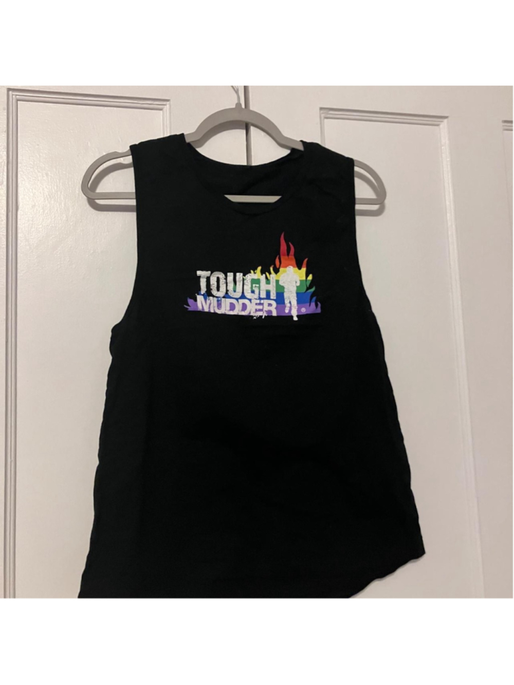 Official Tough Mudder "Tougher Together" Pride Cropped Tank Top (Large)